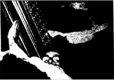 interior of the Windsor bar ceiling with a hole in it. 1960.